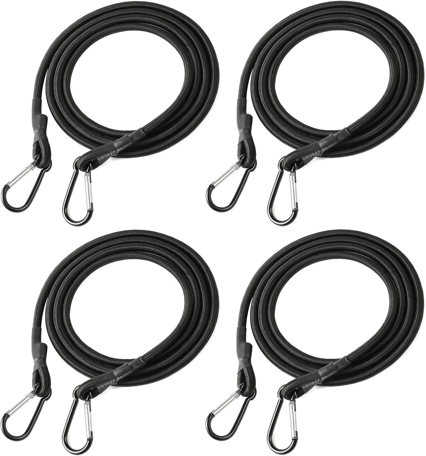 Anndason Bungee Cords with Hooks Heavy Duty Bungee Cord with Carabiner Hook Sturdy Latex Bungee Cords for Trailers,Luggage Racks, Kayak,Camping and Bicycle Load (4 PCS, 36 Inch)