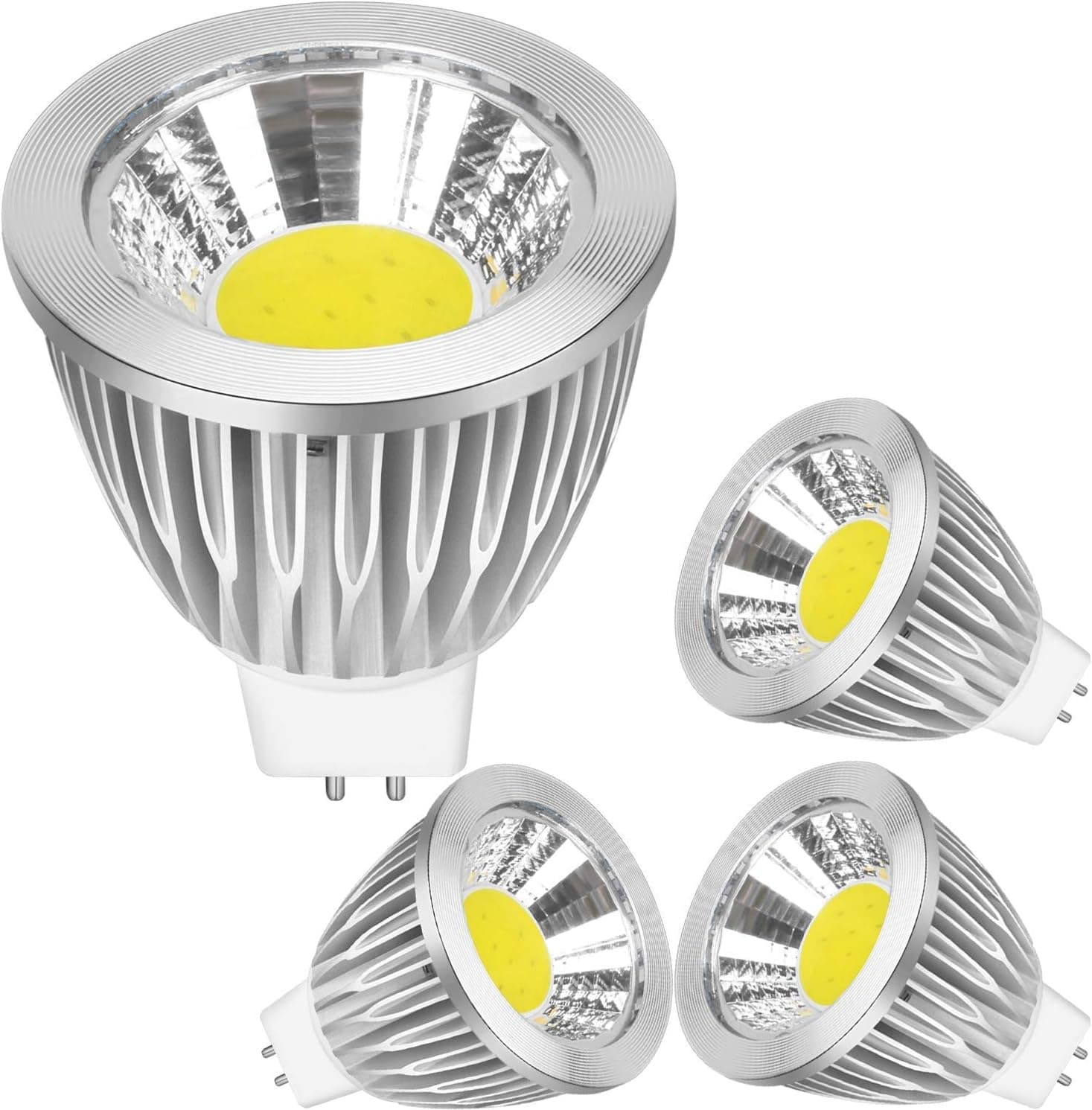 Nakital GU5.3 LED Bulb Dimmable 7W Replacement 50W Halogen Bulbs, 560 Lumens 6000K,LED GU5.3 Bulb Daylight Cool White Light Bulbs MR16 AC/DC 12V Dimmable/4 Pack