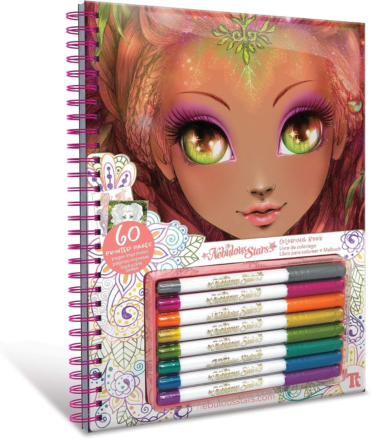 NEBULOUS STARS Large Coloring Book for Girls - 60 Coloring Pages - Comes with 8 Metallic-Ink Gel Pens
