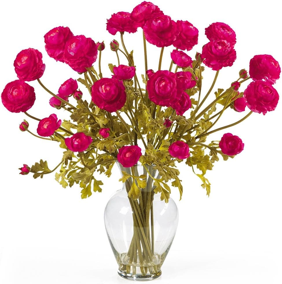 Nearly Natural 1087-BU Ranunculus Liquid Illusion Silk Flower Arrangement, Beauty 7.5 in x 9 in x 30 in