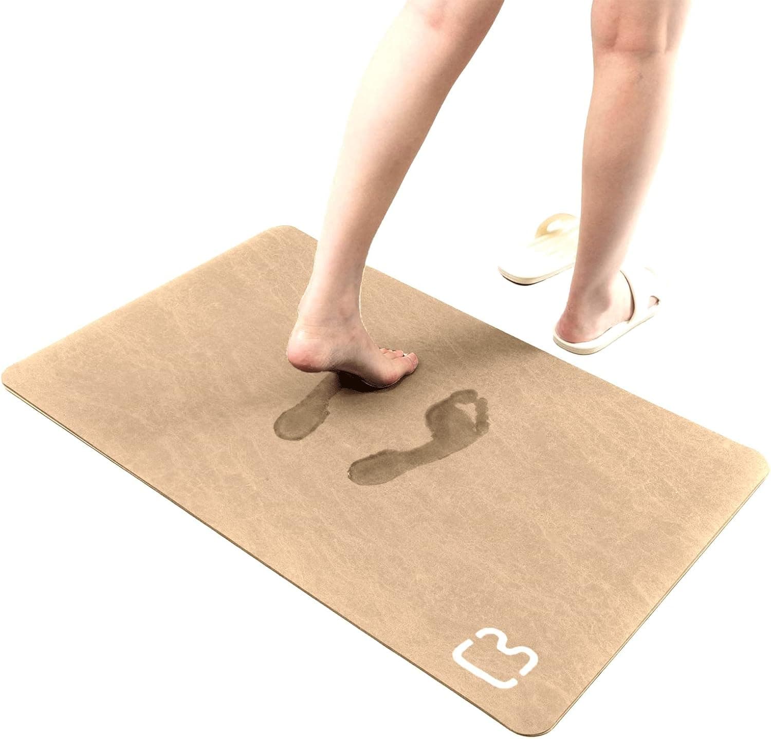 Diatomaceous Earth Bath mat Bathtub mat Fast Drying Non-Slip Shower Mat Bath Stone Mat Super Absorbent Bathroom Floor Mat, Machine Washable, Rectangle (19.6" x 31.4", Beige)