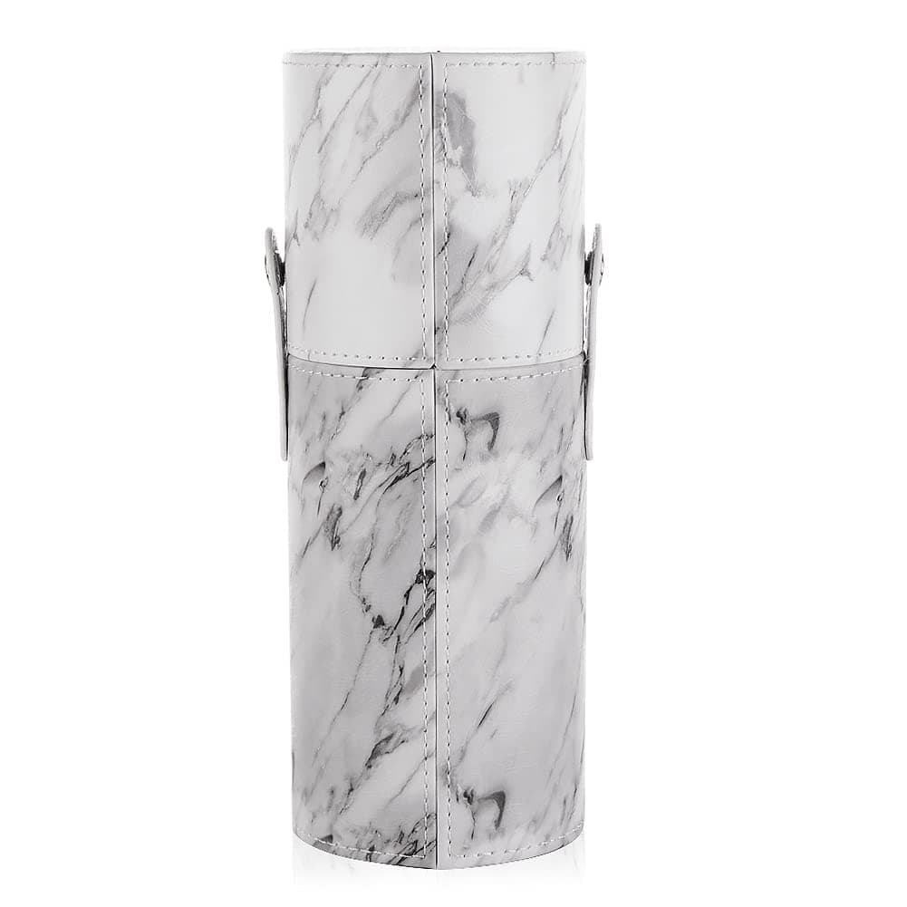 UNIMEIX Makeup Brush Case,Leather Marble Makeup Brushes Holder Travel Organizer Large Size Can Hold 10-18pcs Makeup Brushes pencil case (Marble)
