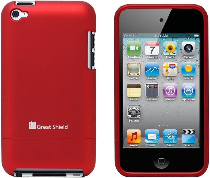 GreatShield iSlide Slim-Fit PolyCarbonate Hard Case for Apple iPod Touch 4th Generation (Red)