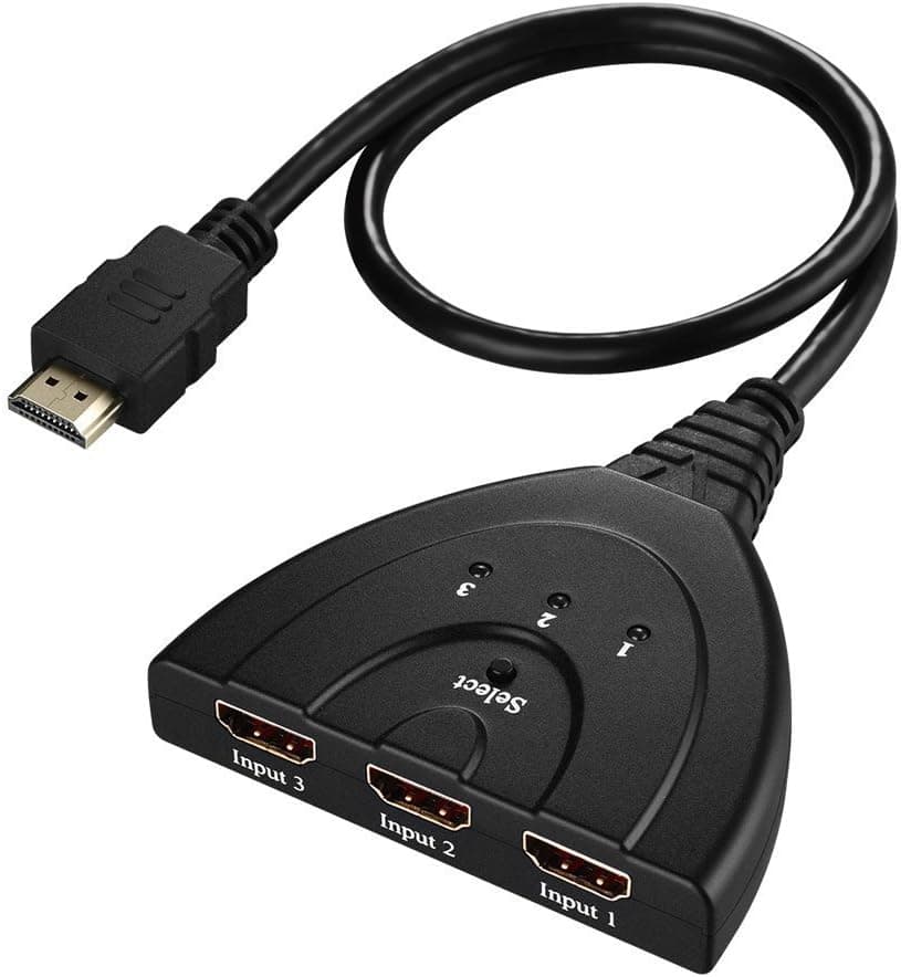 BaseWish 3 in 1 HDMI Pigtail Switch with 1.5 Feet Cable