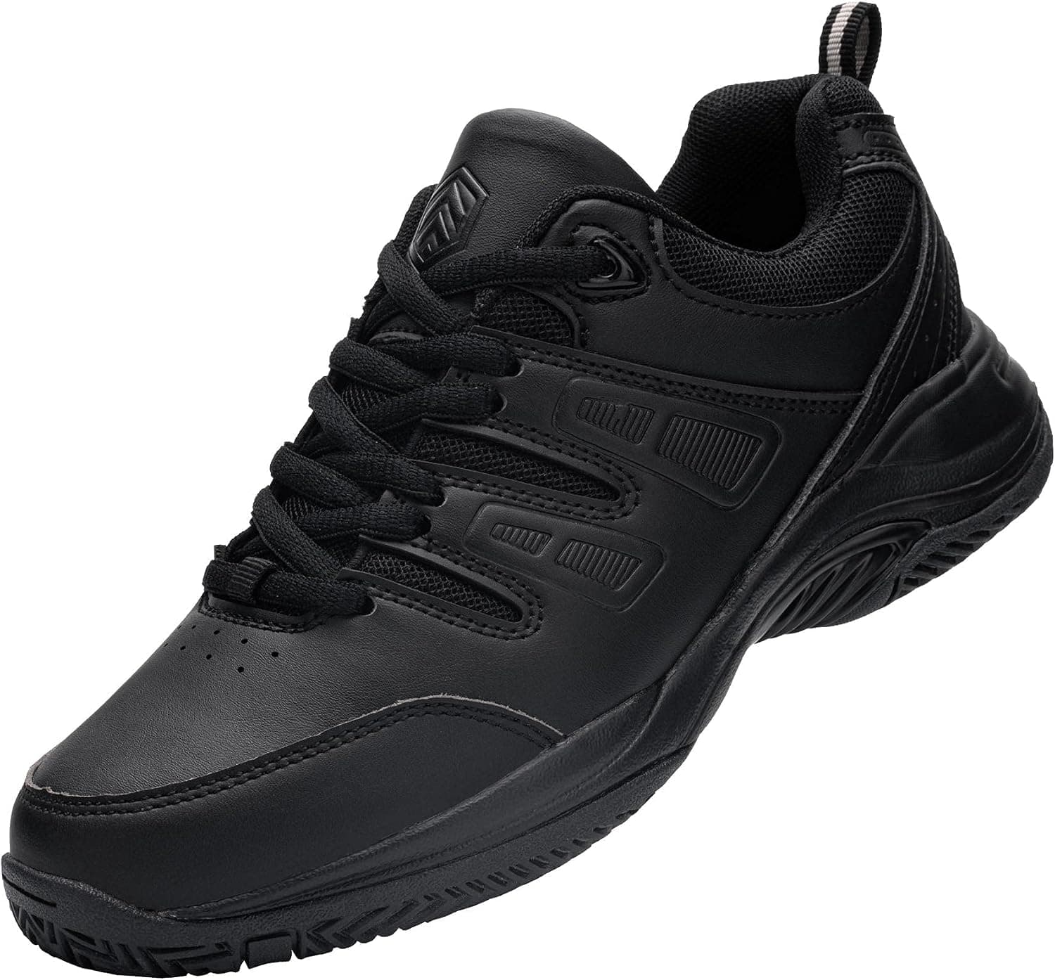 DYKHMATE Work Shoes for Men and Women Comfortable Slip Resistant Sneakers Lightweight Tennis Shoes for Work(Women 11/Men 9, Black)