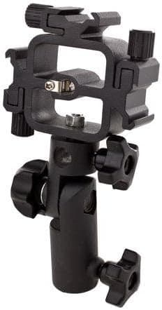 Flashpoint Triple Shoe Mount Bracket-Cast Metal with Umbrella Tilt Holder