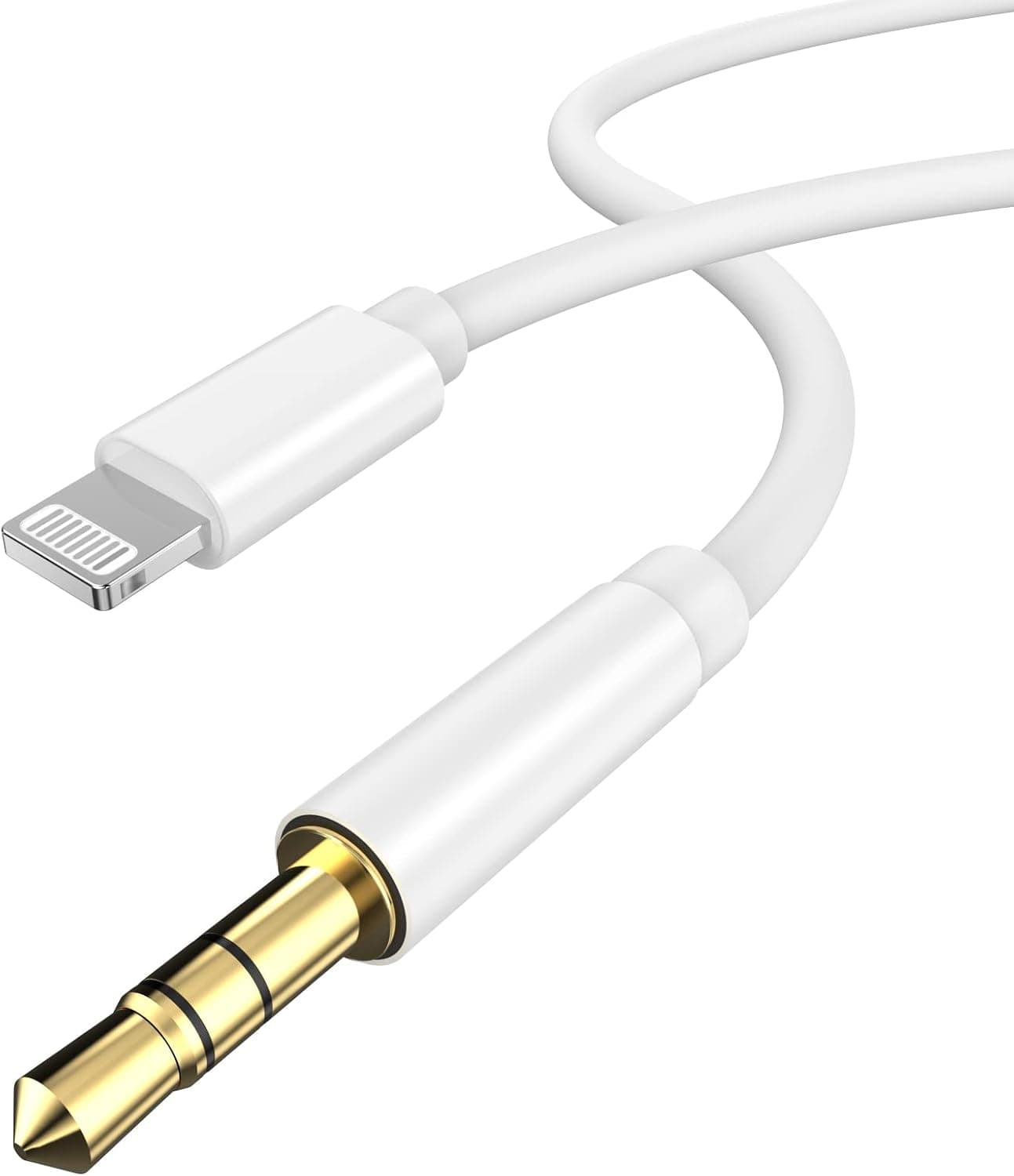 【Apple MFi Certified】Aux Cord for iPhone, 3.3ft Lightning to 3.5mm Aux Stereo Audio Cable Adapter Compatible with iPhone 14 13 12 11 Pro Max XS XR X 8 7 for Car Home Stereo, Speaker, Headphone, White