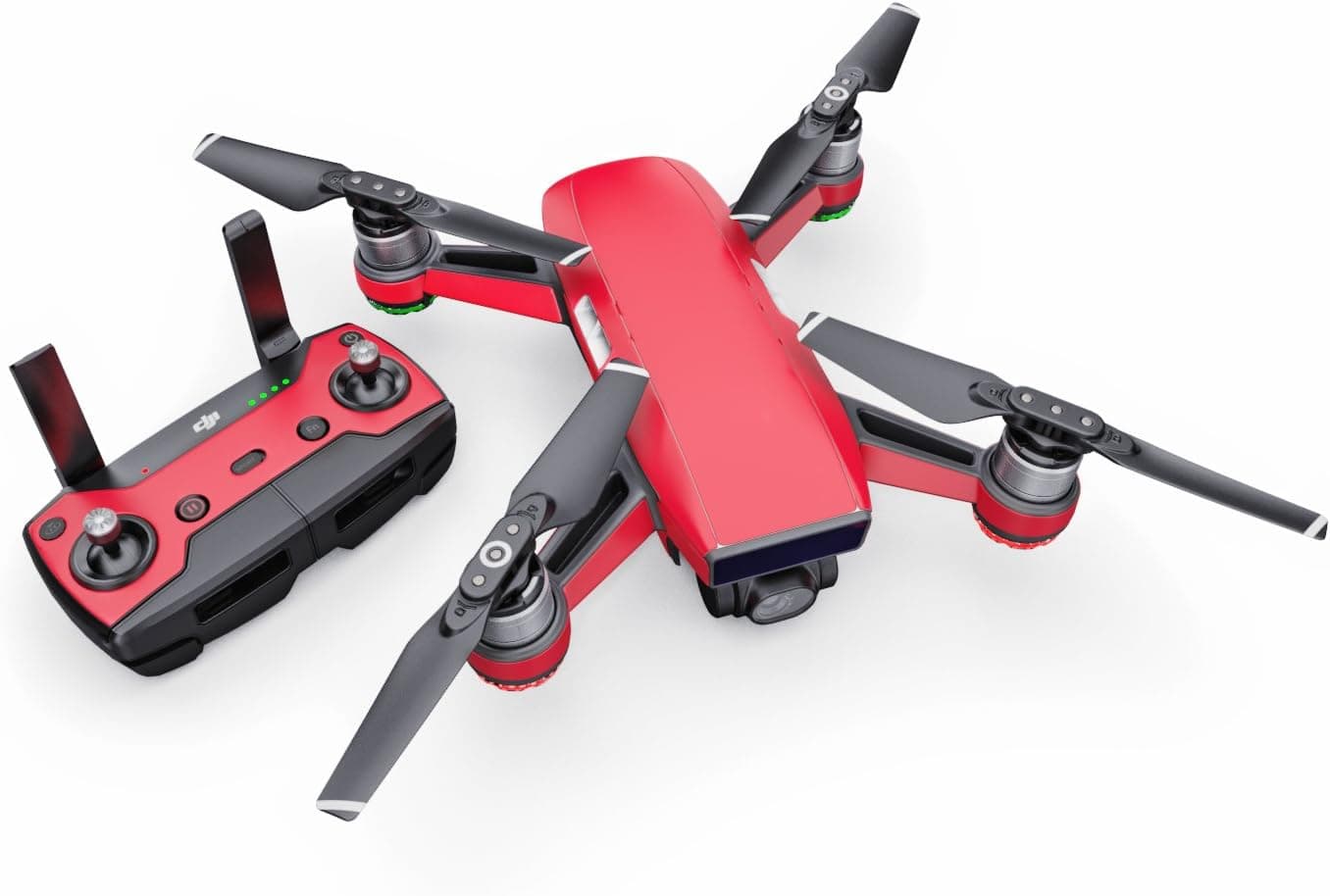 Solid State Red Decal for Drone DJI Spark Kit - Includes Drone Skin, Controller Skin and 1 Battery Skin