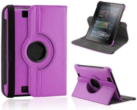 Hearty Cat (TM) 360 degree Rotating Multi-angles Viewing Leather Case Cover (Purple) for Kindle Fire HD 7 inch Tablet (Not Fit Kindle Fire HD 8.9 inch Tablet)
