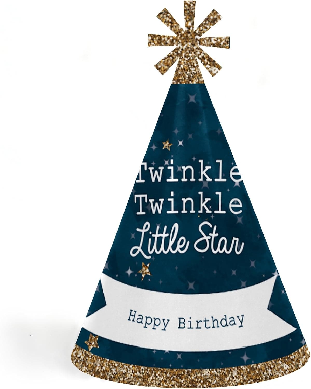 Twinkle Twinkle Little Star - Cone Happy Birthday Party Hats for Kids and Adults - Set of 8 (Standard Size)