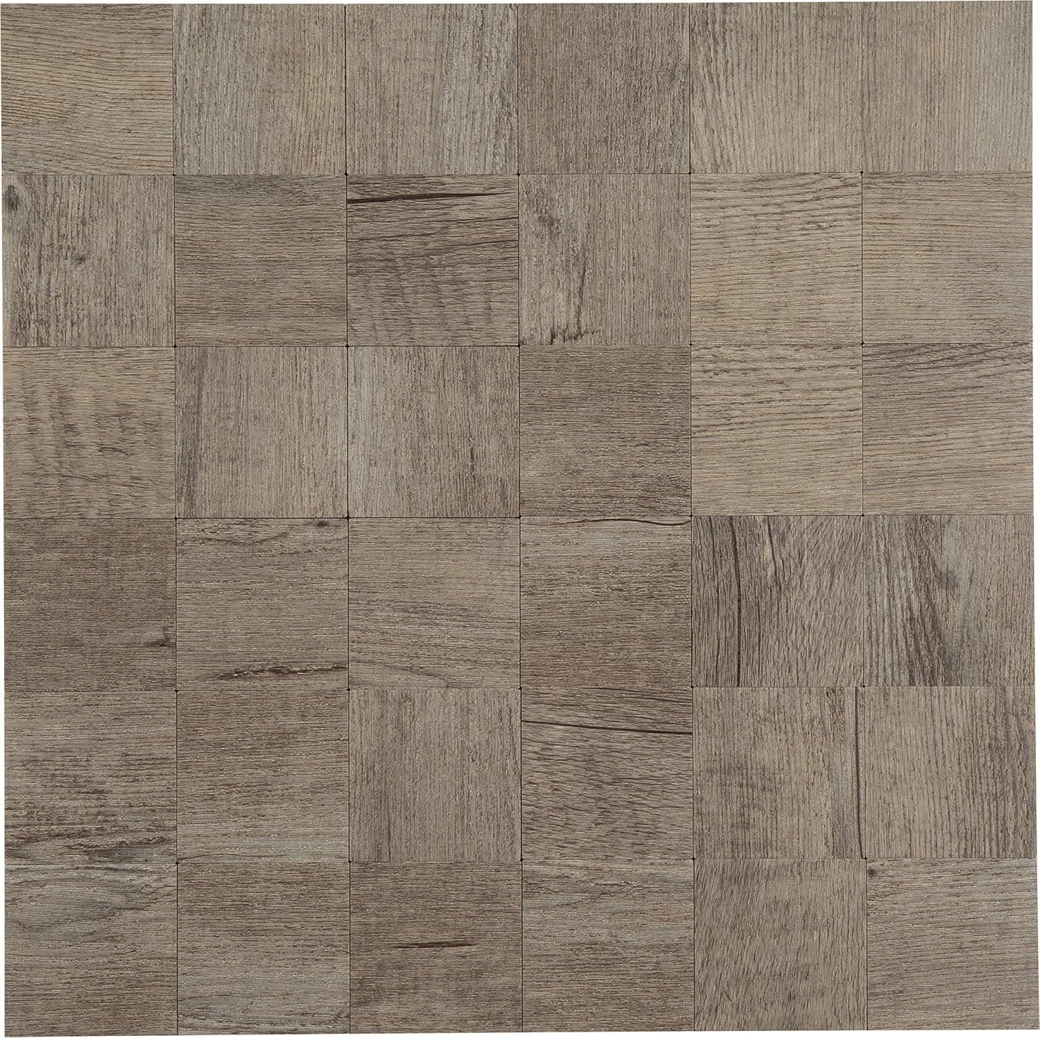 Peel & Stick Stone Tile Backsplash - Metal Wood Square Design - 11.5" X 11.7"