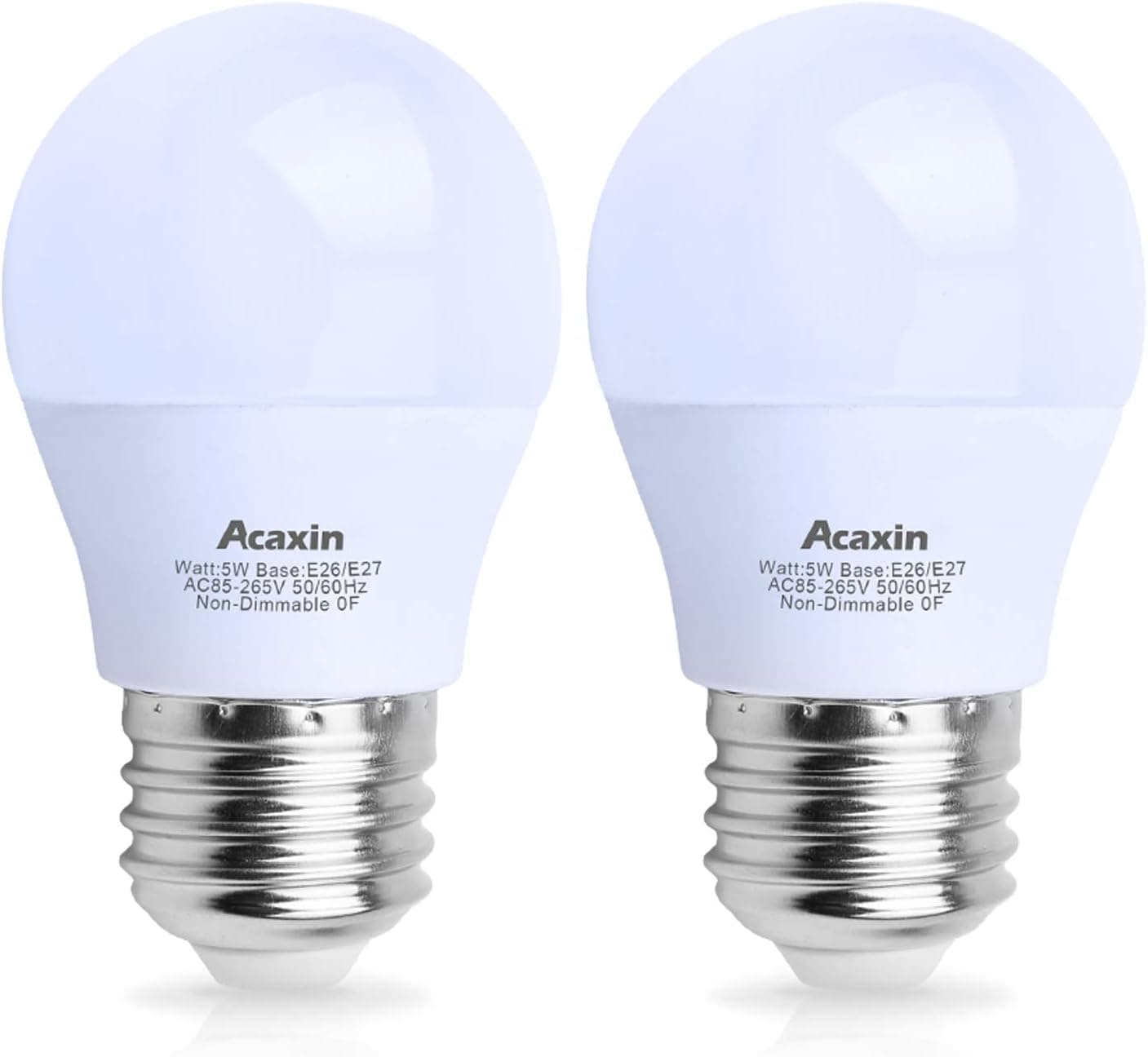 Newest Version 5W LED Refrigerator Light Bulb, Acaxin Waterproof 50Watt Equivalent, 120V Daylight White IP54, E26/E27 LED Light Bulb, 2 Pack
