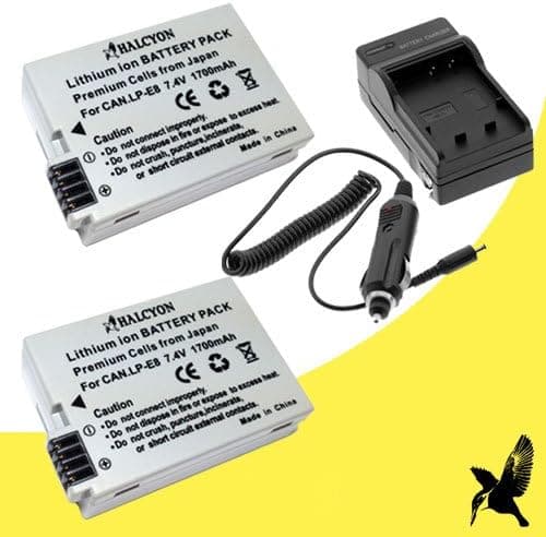 Two Halcyon 1700 mAH Lithium Ion Replacement Battery and Charger Kit for Canon EOS Rebel T4i 18.0 MP Digital SLR Camera and Canon LP-E8