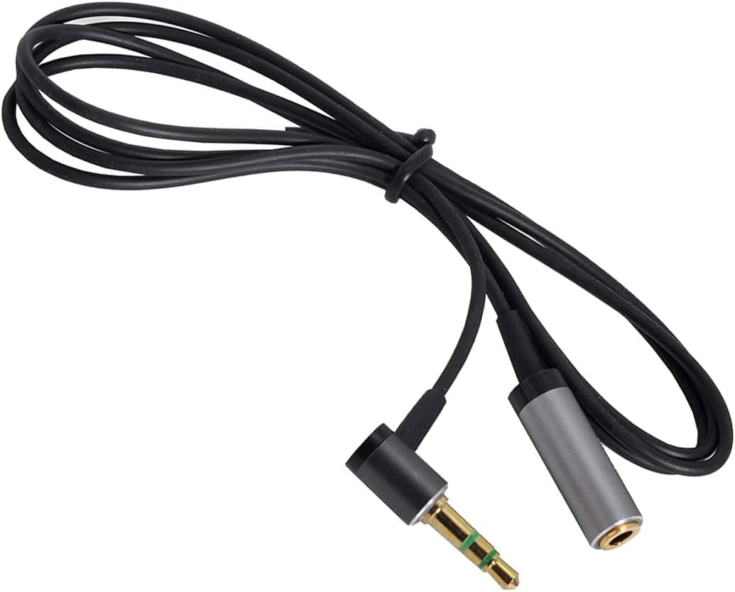 Cablecc 90 degree right angled 3.5mm 3pole Audio Stereo Male to Female Extension Cable