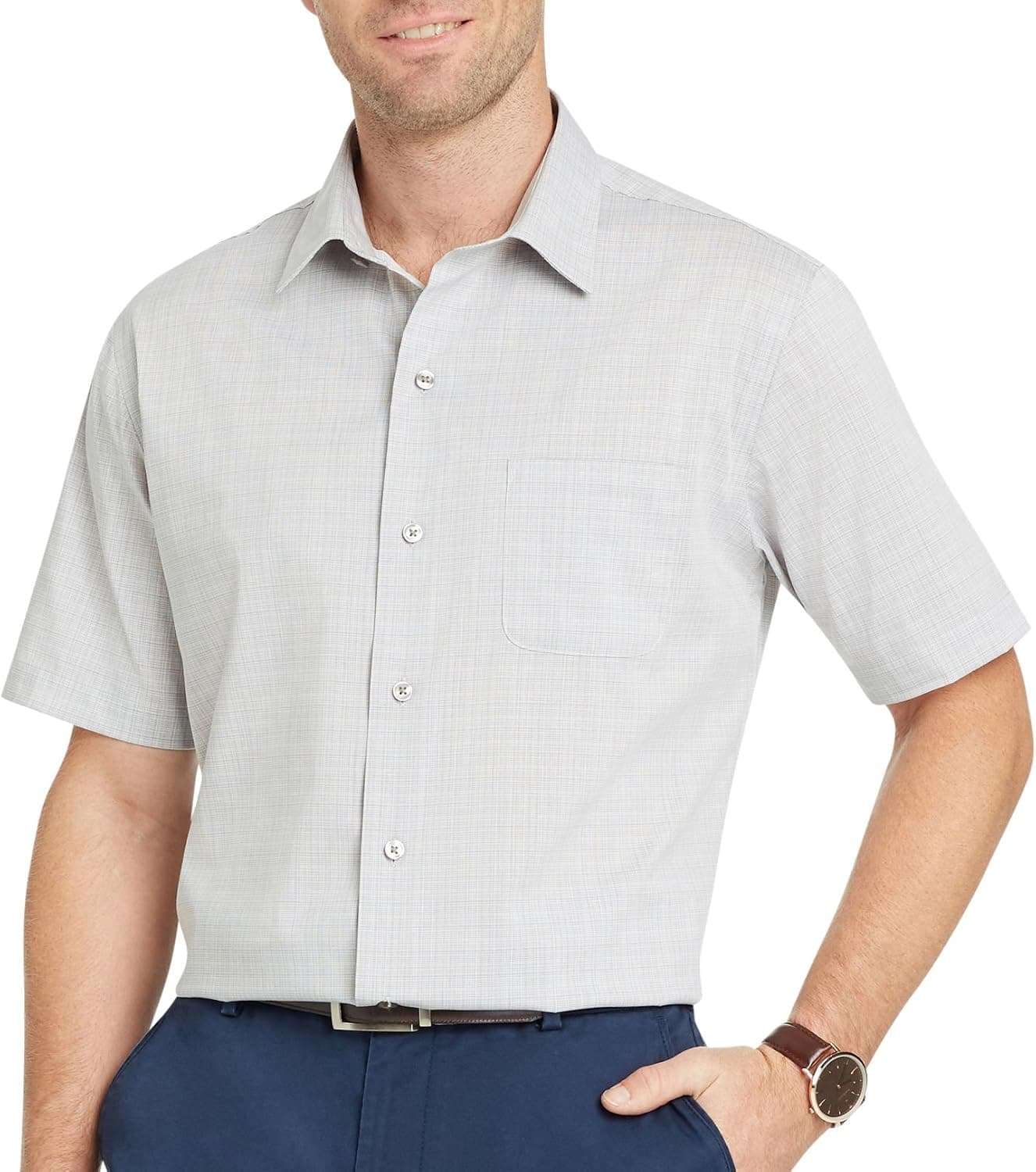 Van Heusen Men's Flex Short Sleeve Button Down Solid Shirt