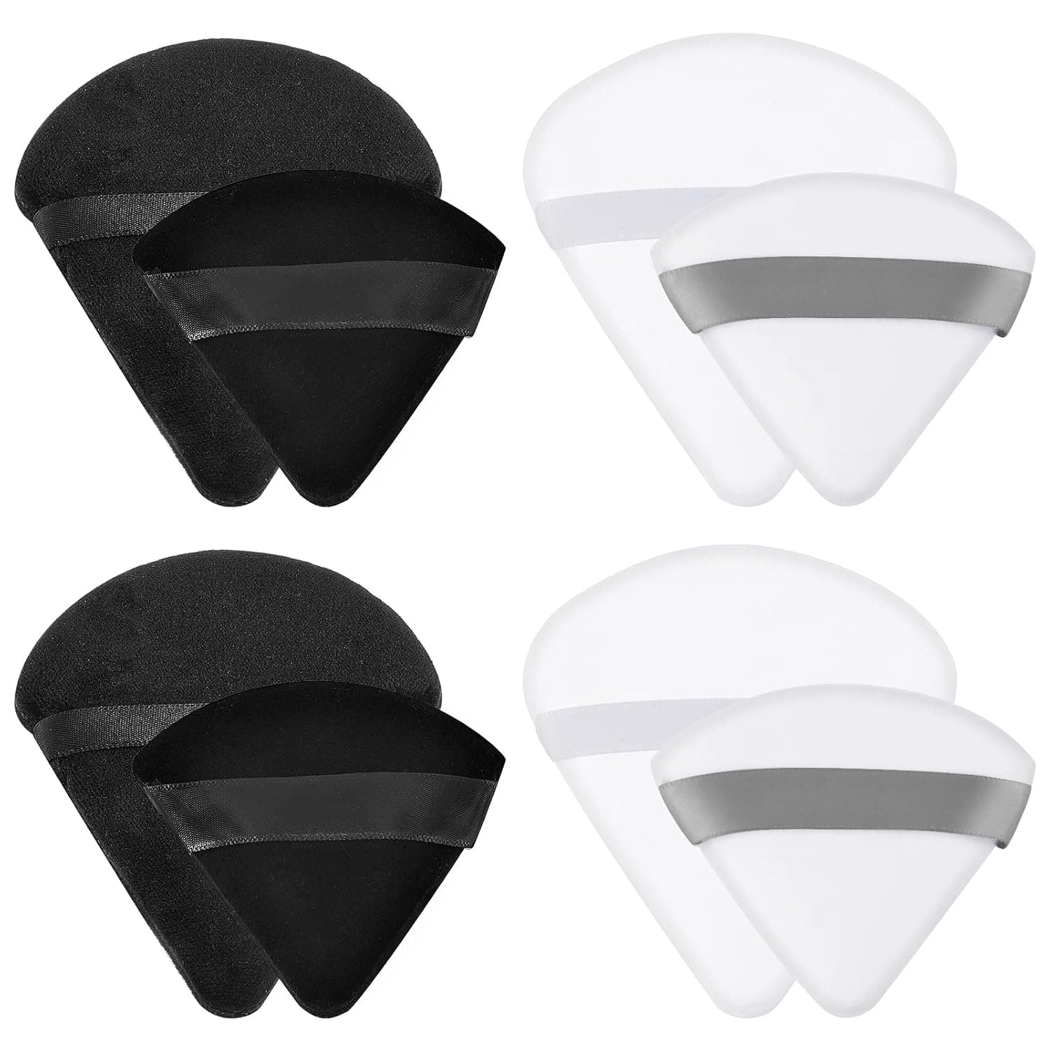 8 Pieces Pure Cotton Powder Puff, 2 Size Women Soft Triangle Wedge Makeup Puff with Strap for Loose Powder Mineral Powder Body Powder Cotton Velour Cosmetic Foundation Sponge Makeup Tool
