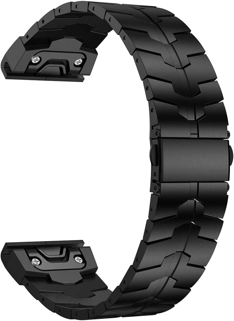 LDFAS Fenix 7X/5X/6X Band, 26mm Titanium Metal Quick Fit Watch Strap with Enhanced Durability Version Compatible for Garmin Fenix 7X/5X Plus/6X Pro/Descent Mk2 Bands, DLC- Black