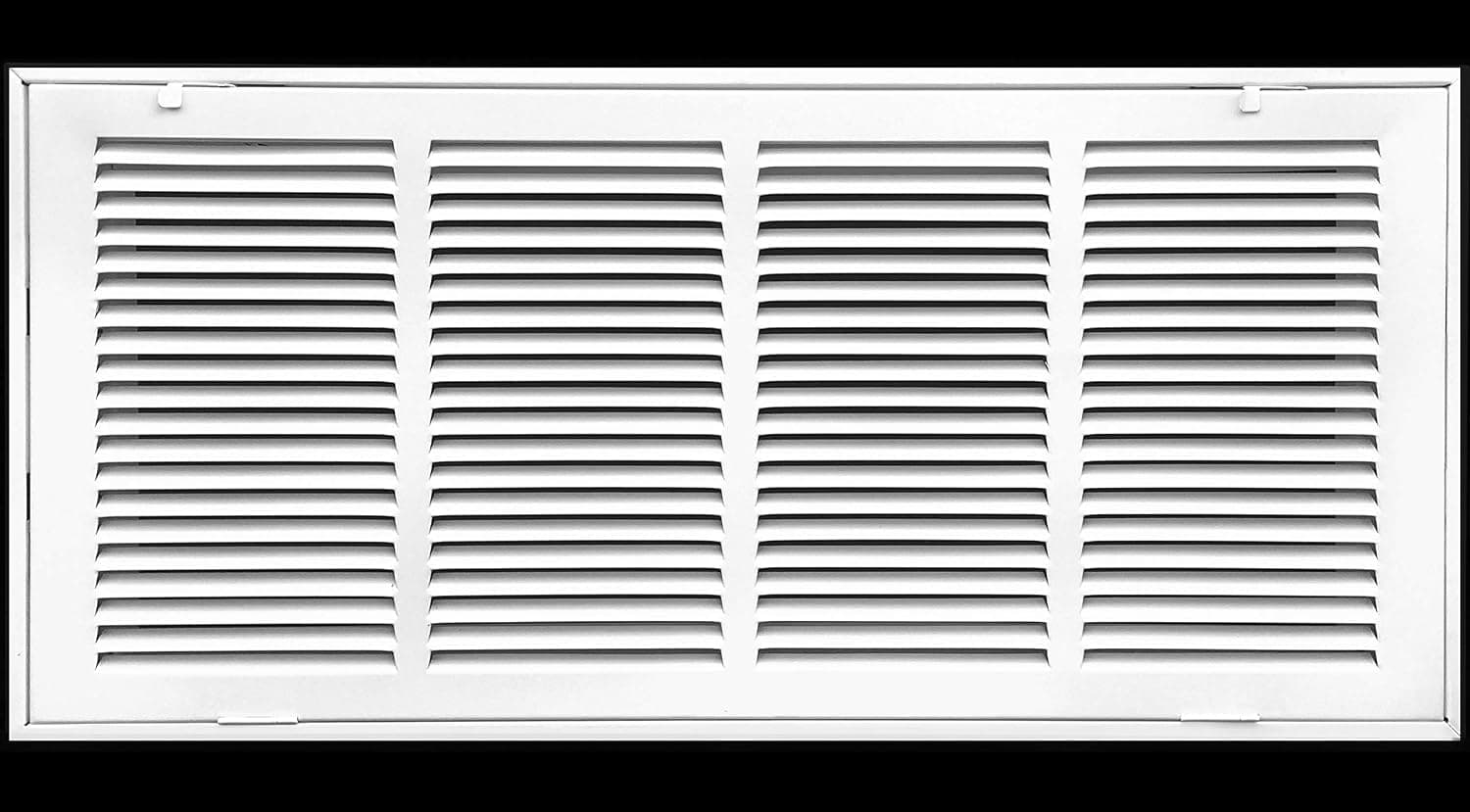 24" X 6 Steel Return Air Filter Grille for 1" Filter - Removable Face/Door - HVAC Duct Cover - Flat Stamped Face - White [Outer Dimensions: 26.5 X 7.75]