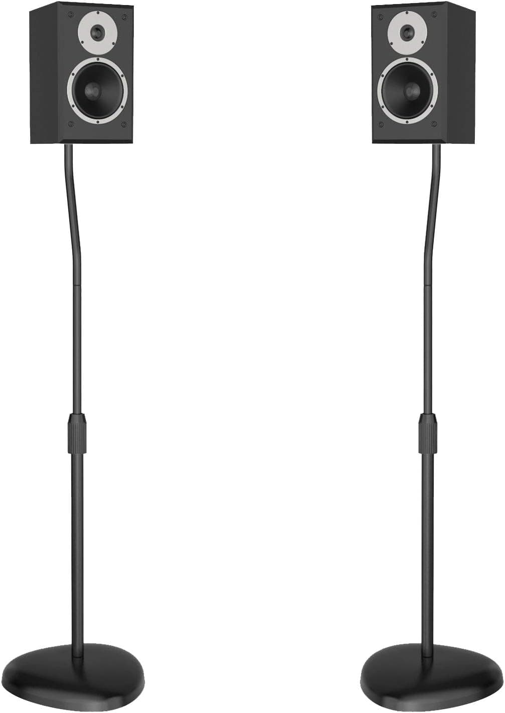 WALI Speaker Stand Adjustable Height Mount Hold Satellite Book Shelf Speaker up to 9.9 lbs Extend from 30 to 40.8 inch (SS201B) 1 Pair, Black