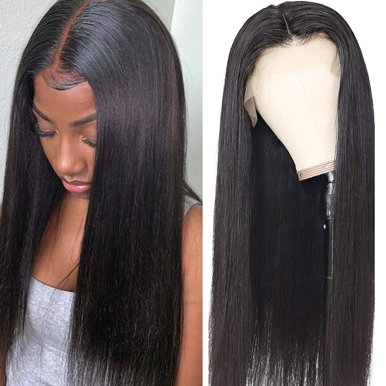 ITODAY 13x4x1 HD Lace Front Wigs Human Hair Brazilian Straight 13x4 x1 Lace Front Wigs Human Hair for Black Women 150% Density Glueless Wigs Human Hair Pre Plucked with Baby Hair (22 Inch, T Part Straight)