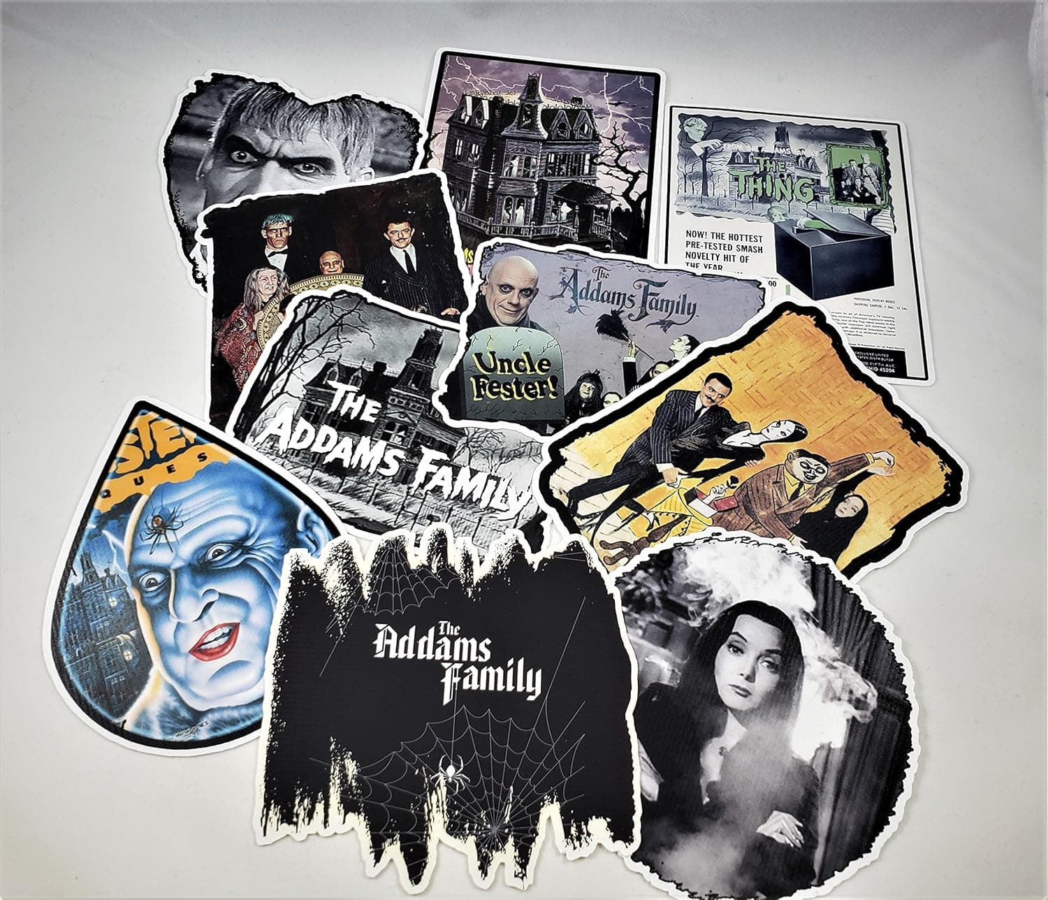 Addams Family Vinyl Stickers Decals Set of 10 Laptop Guitar Case Skateboard Notebook Car Light Pole