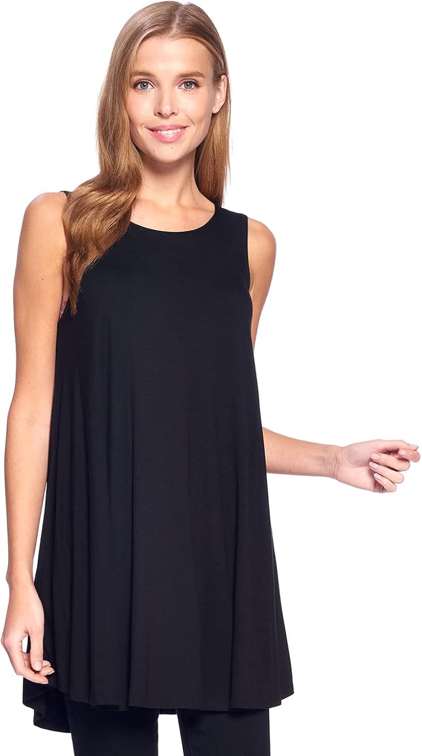 12 Ami Solid Basic Long Tank T-Shirt Tunic (S-3X) - Made in USA