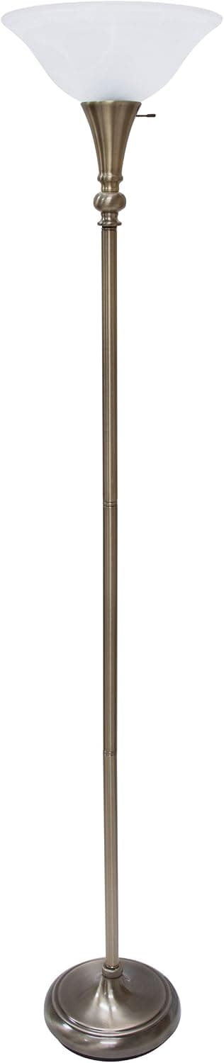 Ledu L9003 Incandescent 3-Level Torchiere, Alabaster Shade, 68-1/2"h, Antique Brass