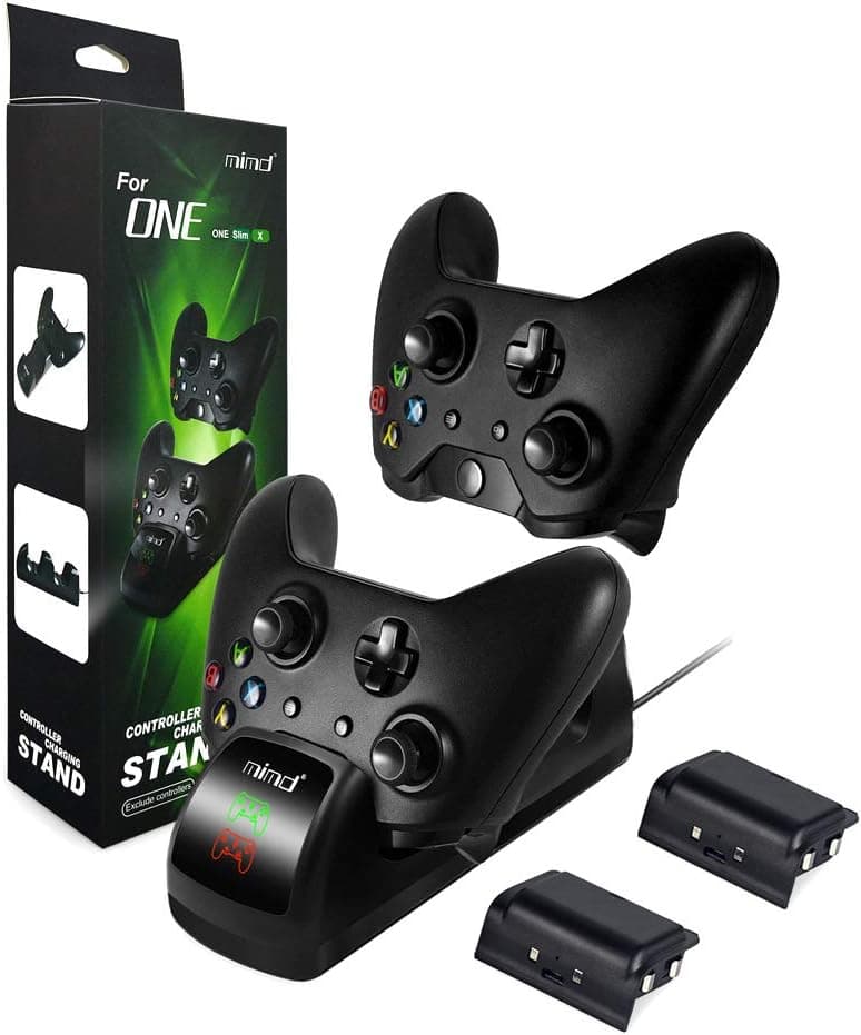 Controller Charger Compatible with Xbox One Rechargeable Battery Pack for Xbox One/S/X/Elite Controller Charging Station, Dual 1200MAH Xbox One Controller Rechargeable Battery Kit and Charging Stand