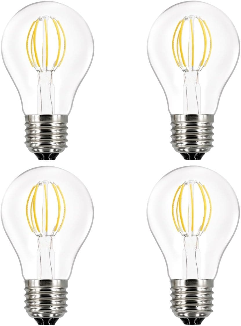 Led Filament Bulbs, 8W (800lm 60W to 80W Incandescent Equivalent), E26 Base, Clear Glass, Not-Dimmable, Long Life UL Listed, A60/A19 Bulbs, 80 CRI 2700K Warm Soft White, 4 Pack