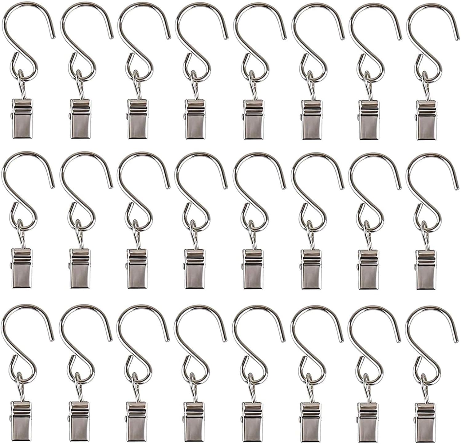 Oubest 30 Pcs String Lights Hangers/Curtain Clips with Hook Heavy-Duty Nickel-Plated Steel/Wire Holders/Party Lights Hangers for Indoor/Outdoor Utility & Decor
