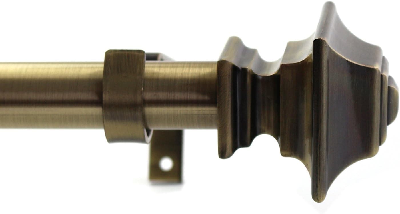 Urbanest 1-inch Diameter Pila Adjustable Single Drapery Curtain Rod, 28"-48", Antique Brass