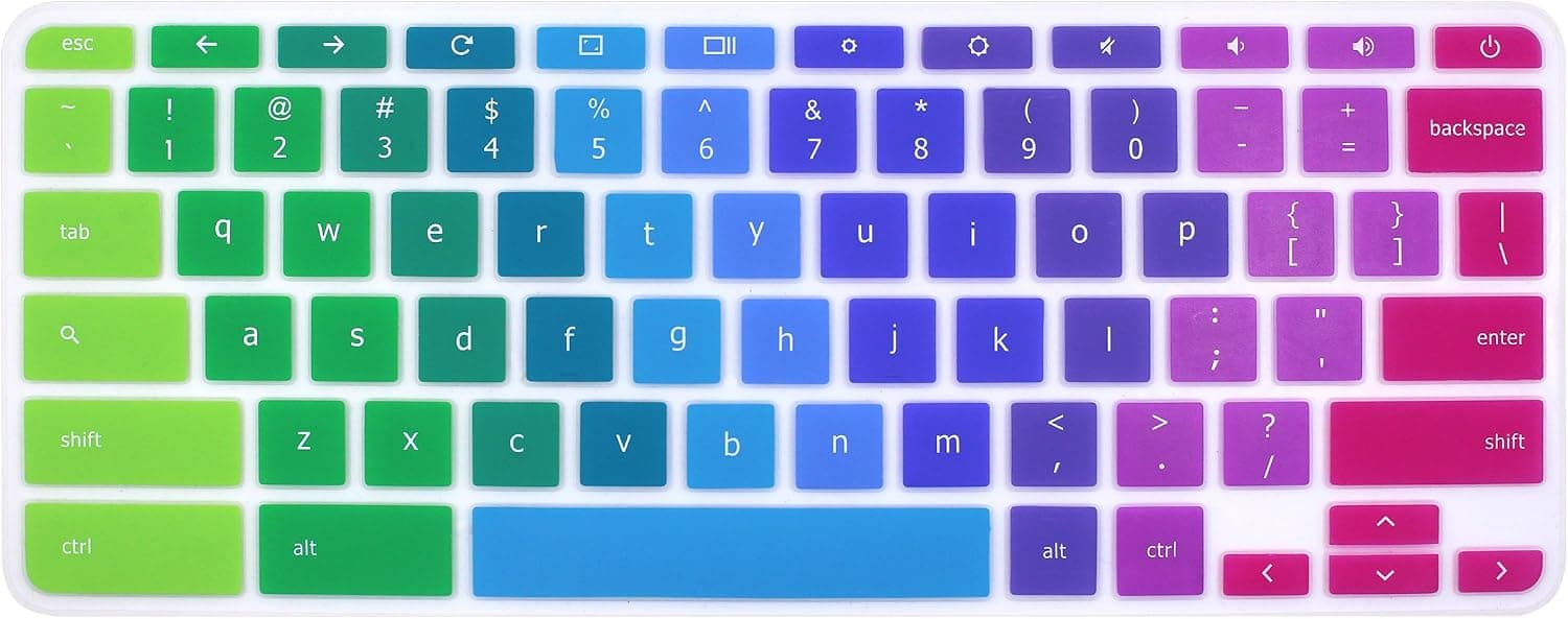 Silicone Keyboard Cover Skin Compatible for Acer Chromebook R11 CB3-131 CB5-132T, Acer Chromebook R13 CB5-312, Acer Chromebook 14 CB3-431 CP5-471, Acer Chromebook 15 CB3-531/532 CB5-571 C910 (Rainbow)
