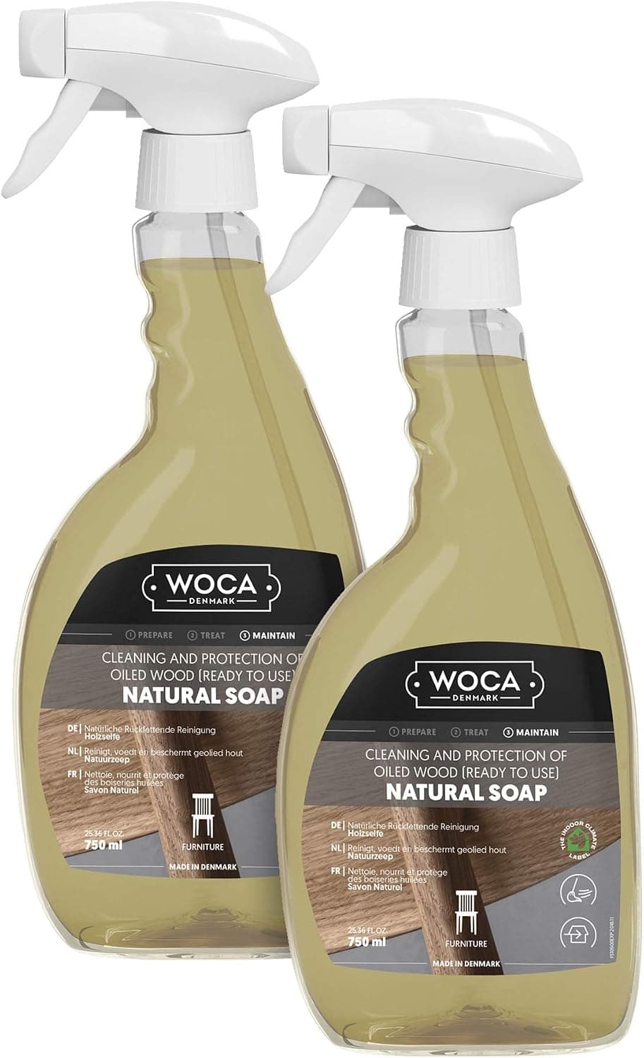 Woca Soap, Natural Ready To Use Spray For Everyday Maintenance - 2 Pack