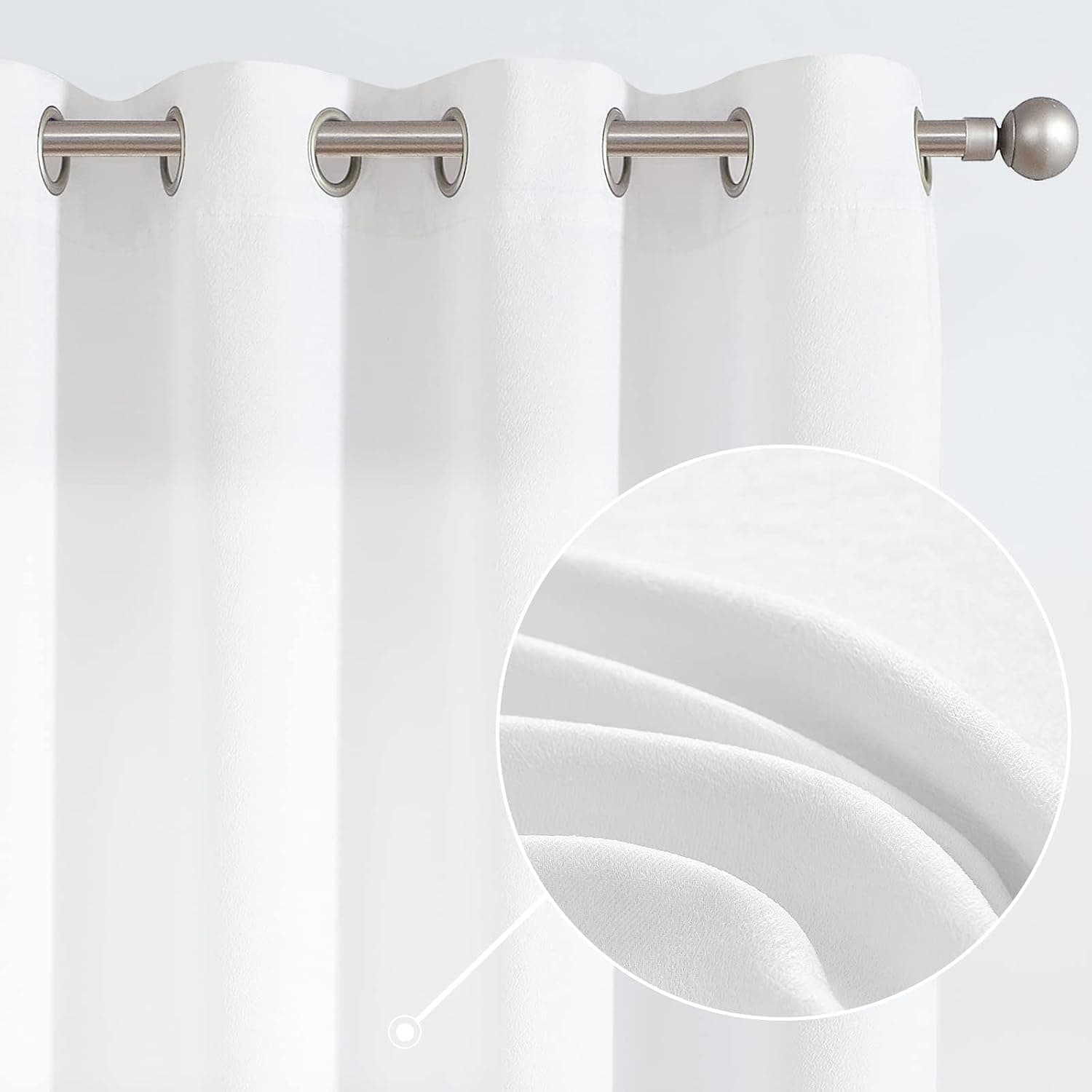 jinchan White Curtains for Living Room Embossed Textured Window Curtain 84 Inches Long Elegant Faux Silk Drape for Bedroom Solid Modern Light Filtering Grommet Top Curtain 2 Panels
