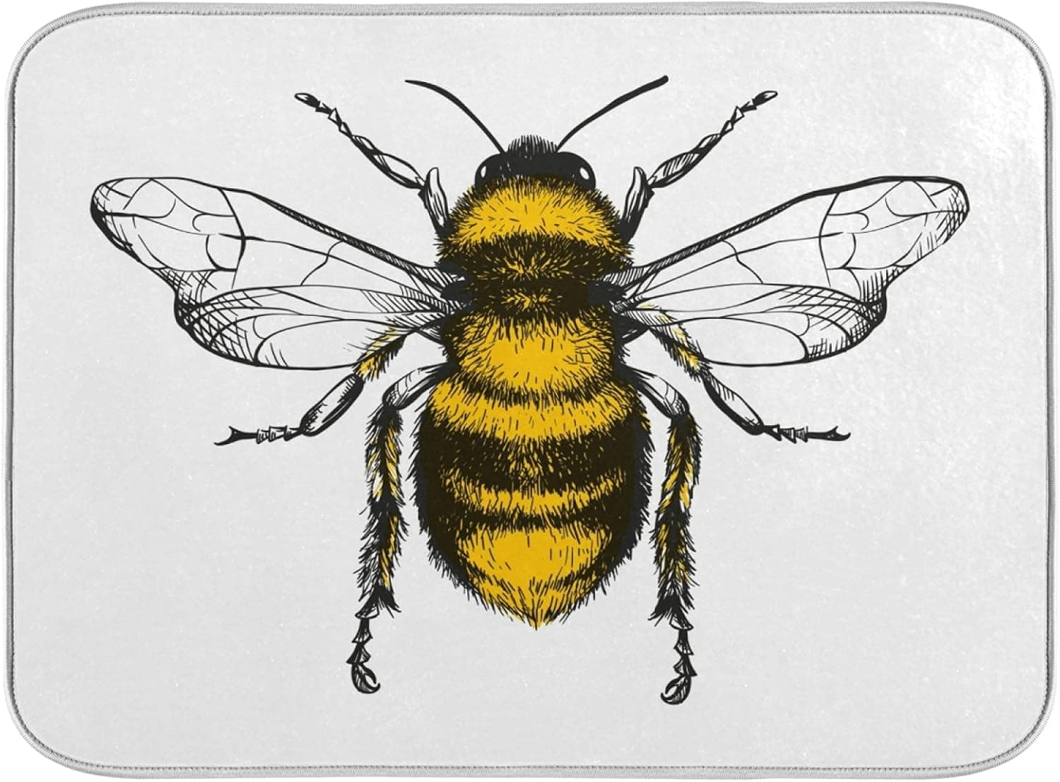 OTVEE Honey Bee Dish Drying Mat, 18x24inch Foldable Absorbent Dishes Drainer/Rack Pad for Kitchen Countertop