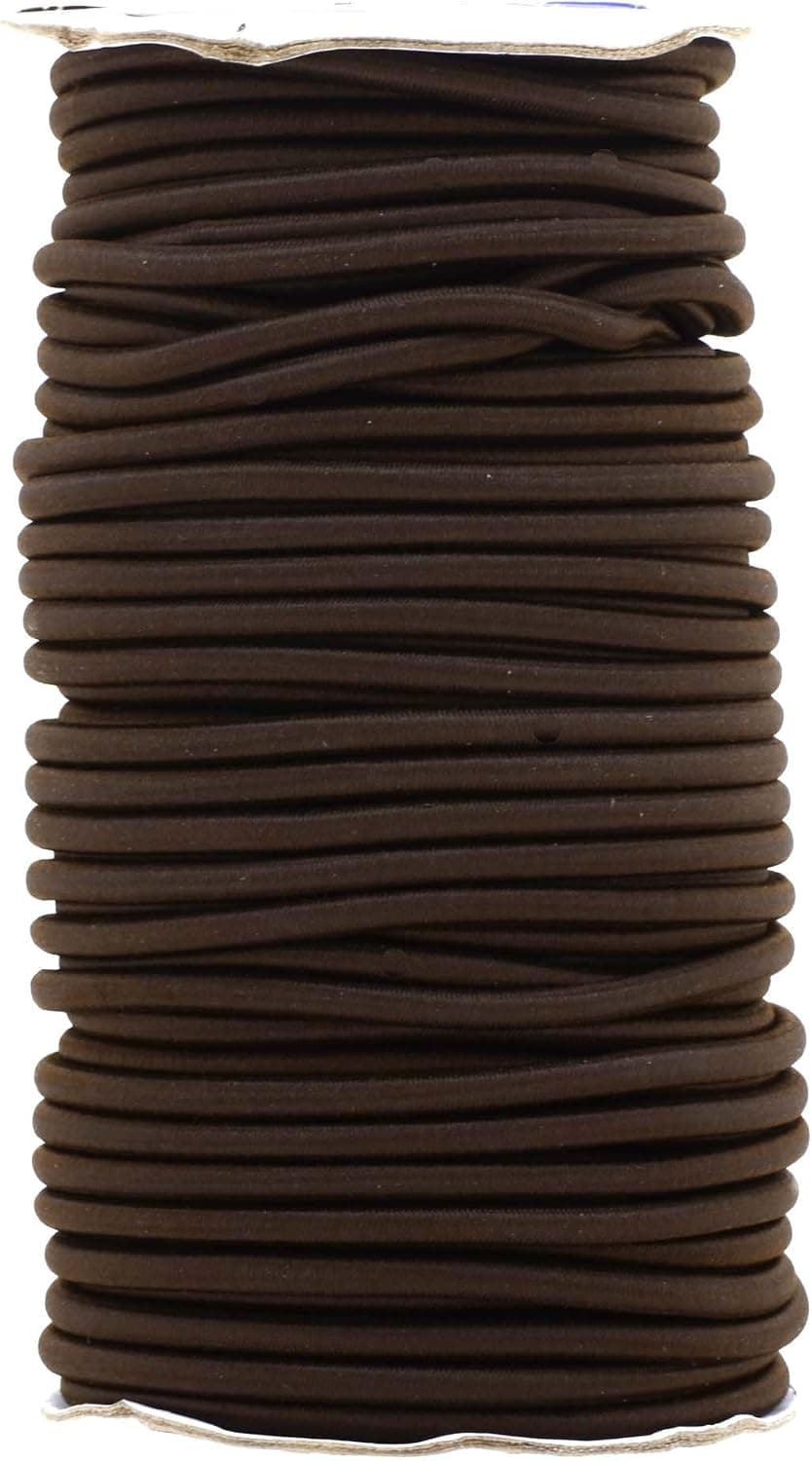 Mandala Crafts 1/8 5/32 3/16 ¼ Colored Elastic Nylon Round Bungee Shock Cord, Tactical Rope Replacement Roll for Zero Gravity Chair Repair, Kayaks, DIY(4MM(114 FT or 35 Meters Long), Brown)