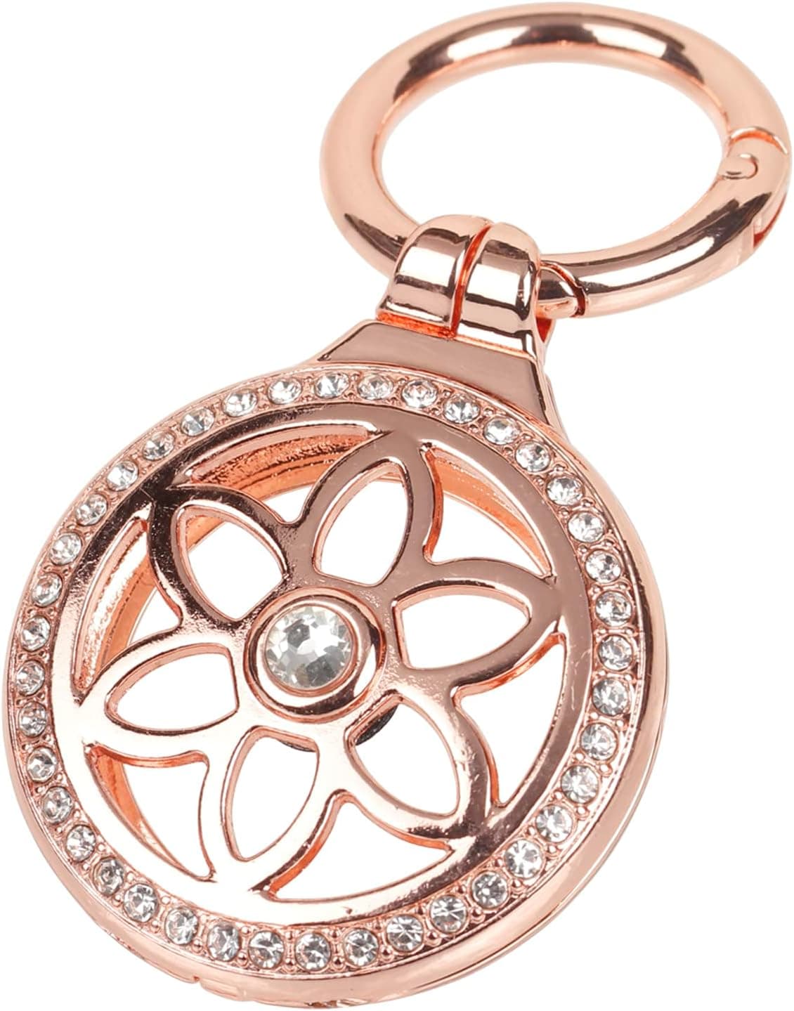 Apple AirTag Holder, Elegant Metal Airtag Keychain Inlaid Rhinestone, Fashion Diamonds Shine AirTag Holder. Good Gift for Girl Friend, Mom, etc. (Rose Gold)