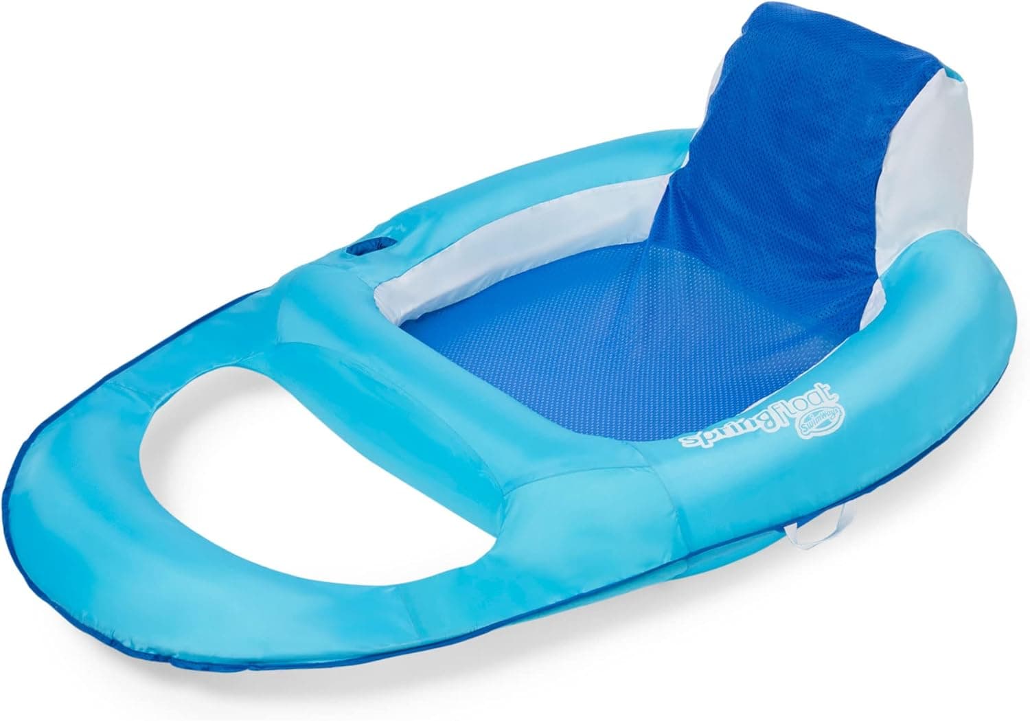 SwimWays Spring Float Recliner - Swim Lounger for Pool or Lake - Light Blue/Dark Blue, Classic (13344-172)