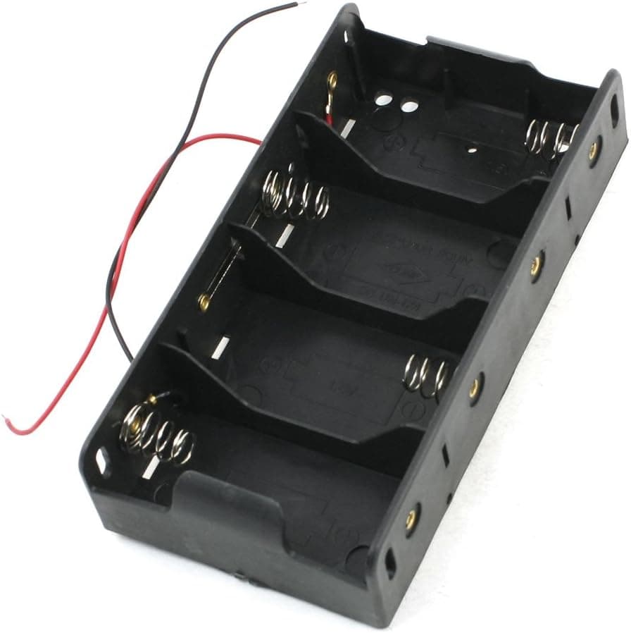 uxcell Spring Clip Black 4 x 1.5V D Size Battery Holder Case Storage Box
