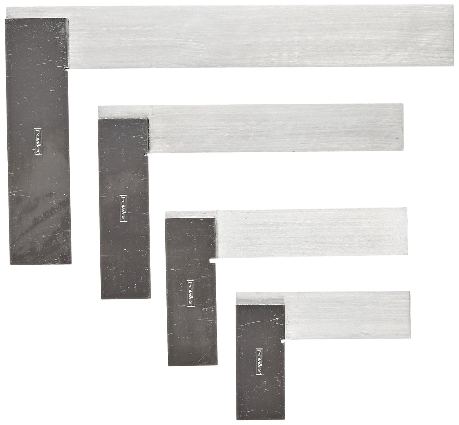 Fowler 52-432-246-0 Machinist Hardened Steel Square Set, 2", 3",4",and 6" Blade Size