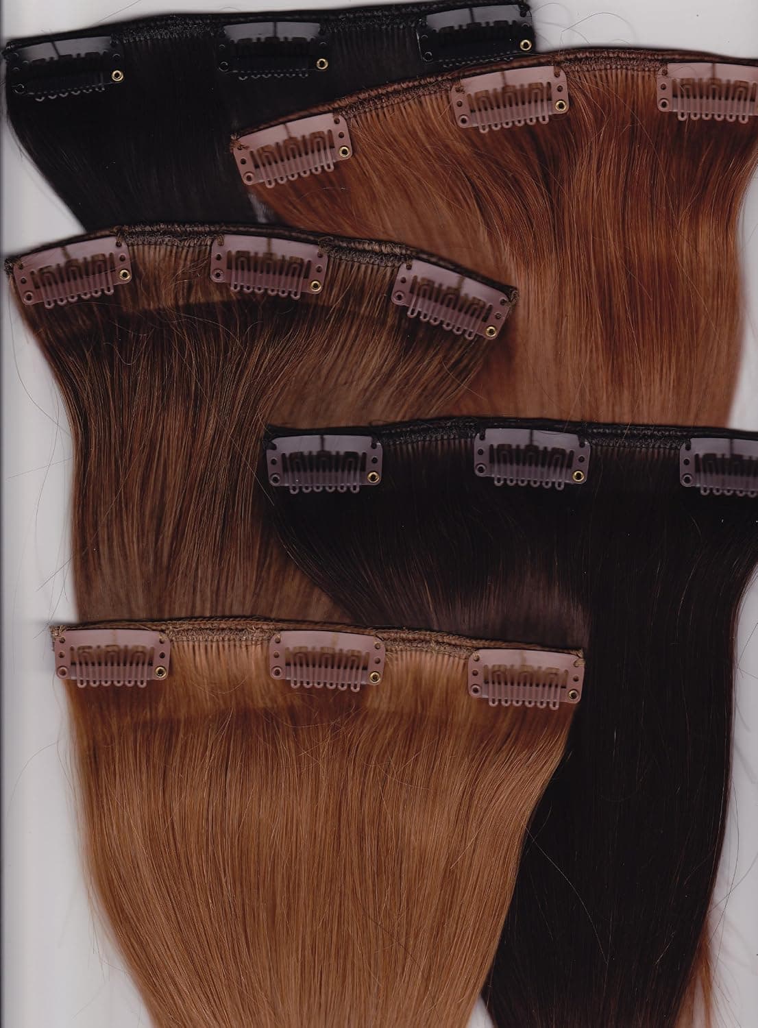 10" Silky Straight 100% Human Hair Clip On In Extensions 8 Piece Set Color 6 Chestnut Brown