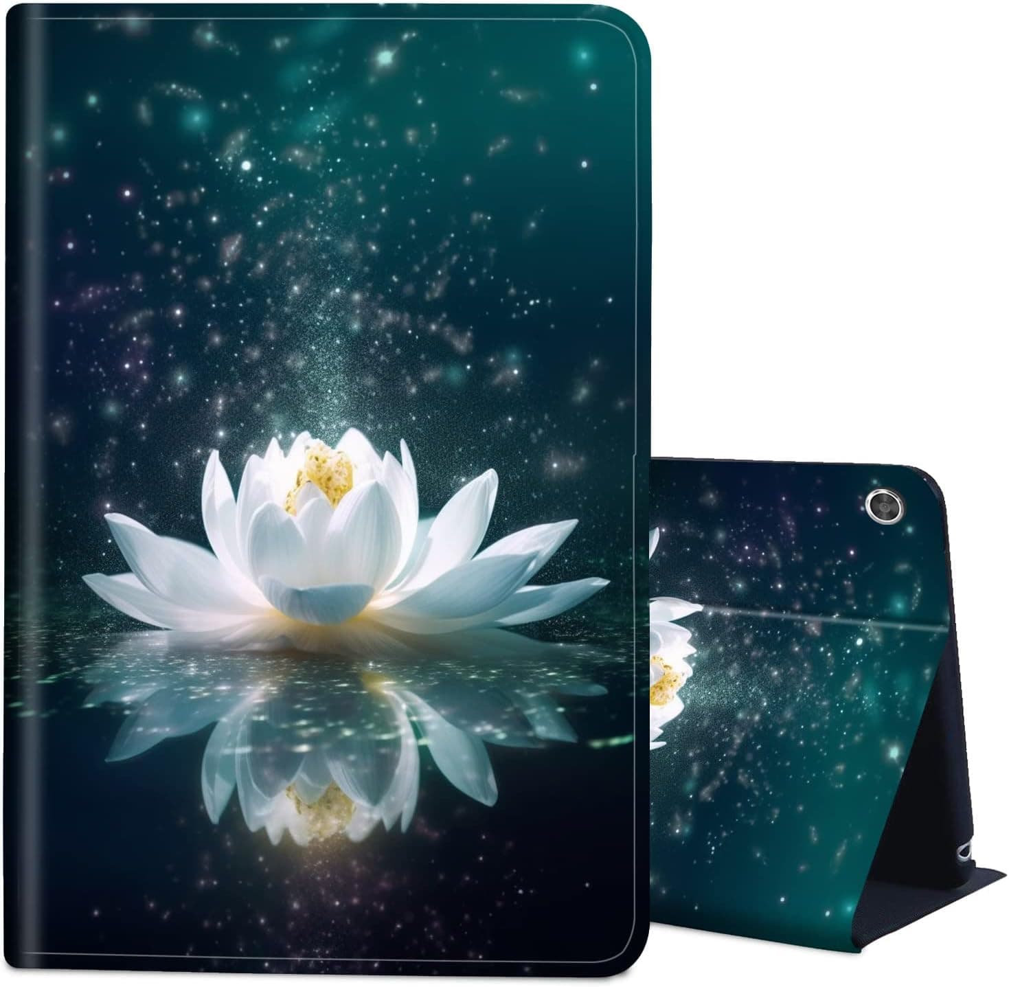 Case for All-New Kindle Paperwhite 11th Generation/Signature Edition 6.8" 2021 Released, Slim PU Leather Multi-Angle Viewing Stand Cover with Auto Wake/Sleep Kids E-Reader, Art Lotus Flower