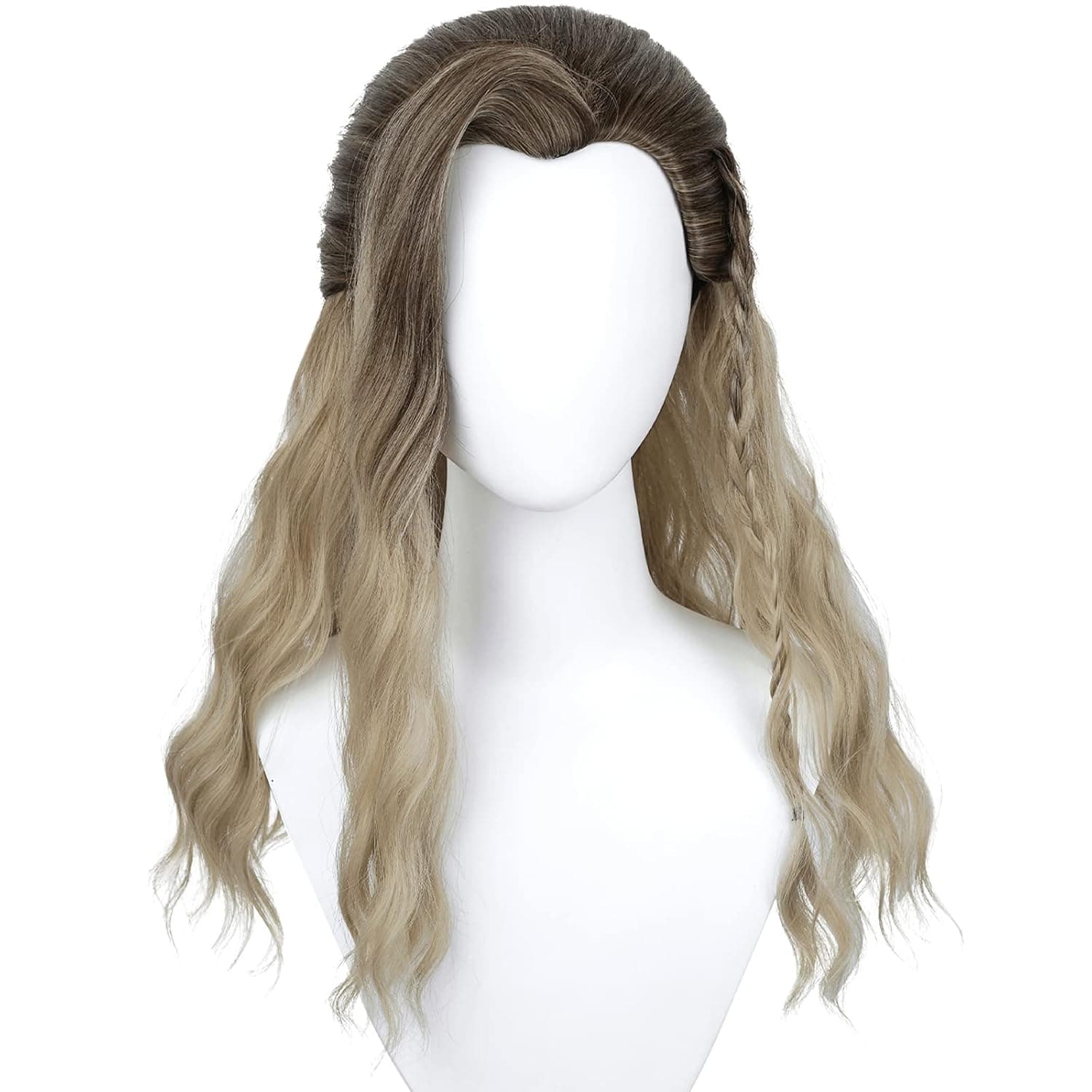 Uniquebe Men Brown Mixed Wig, Long Curly Brown Heat Resistant Synthetic Hair Wig + Wig Net Cap for Halloween Costume Party Movie Cosplay