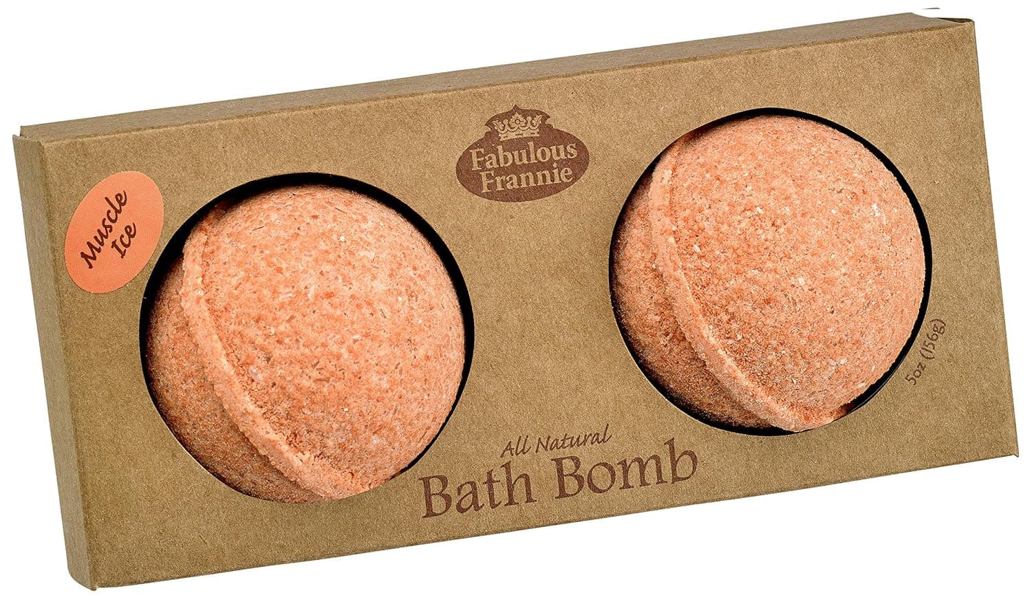 Fabulous Frannie Muscle Ice Natural, Handmade Bath Bomb Gift Set, Rich in Essential Oil, Salt, Coconut Oil, Witch Hazel,Fizzies to Moisturize Skin 2 pk 2.5oz each