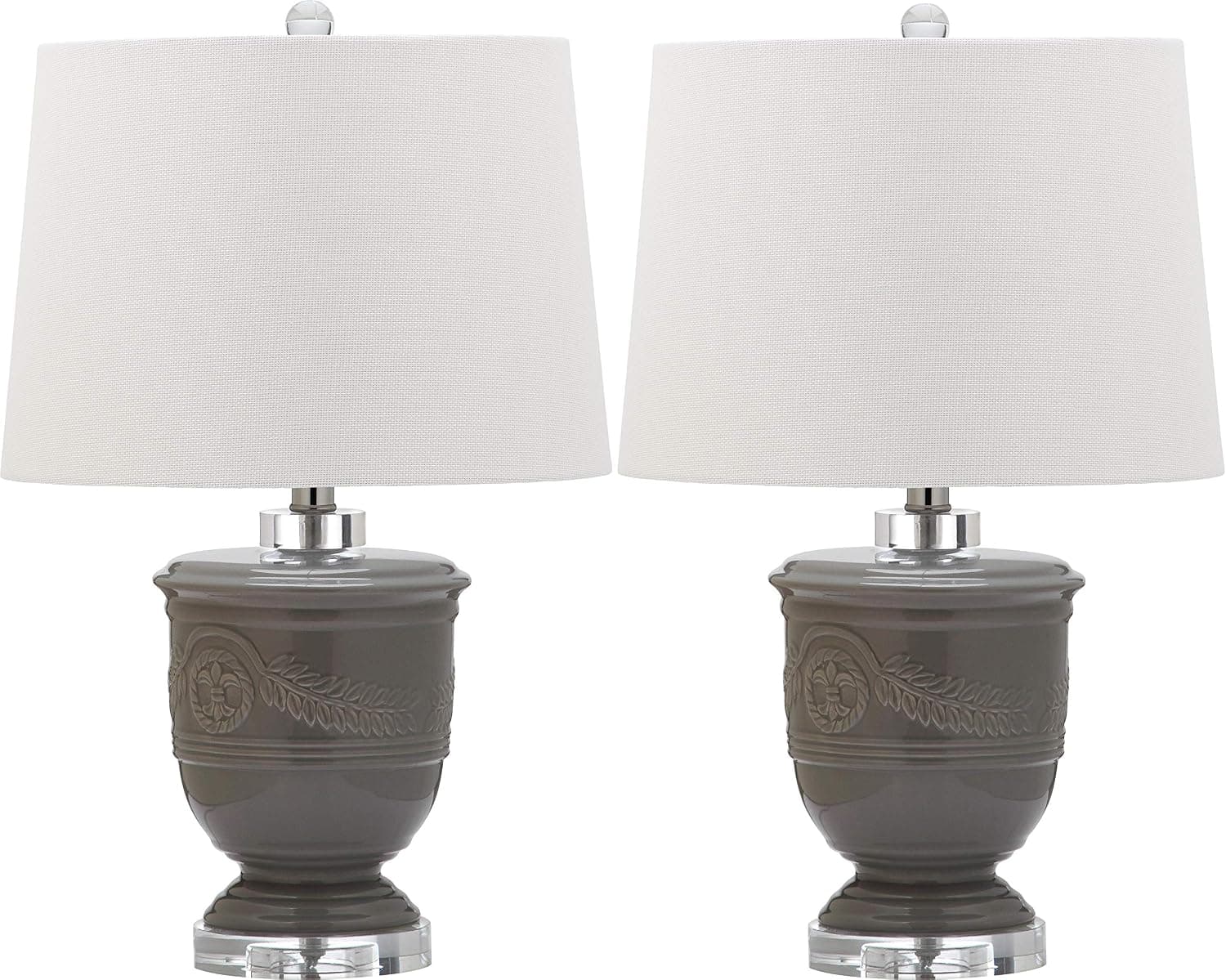SAFAVIEH Lighting Collection Shoal Farmhouse Grey 24-inch Bedroom Living Room Home Office Desk Nightstand Table Lamp Set of 2 (LED Bulbs Included)