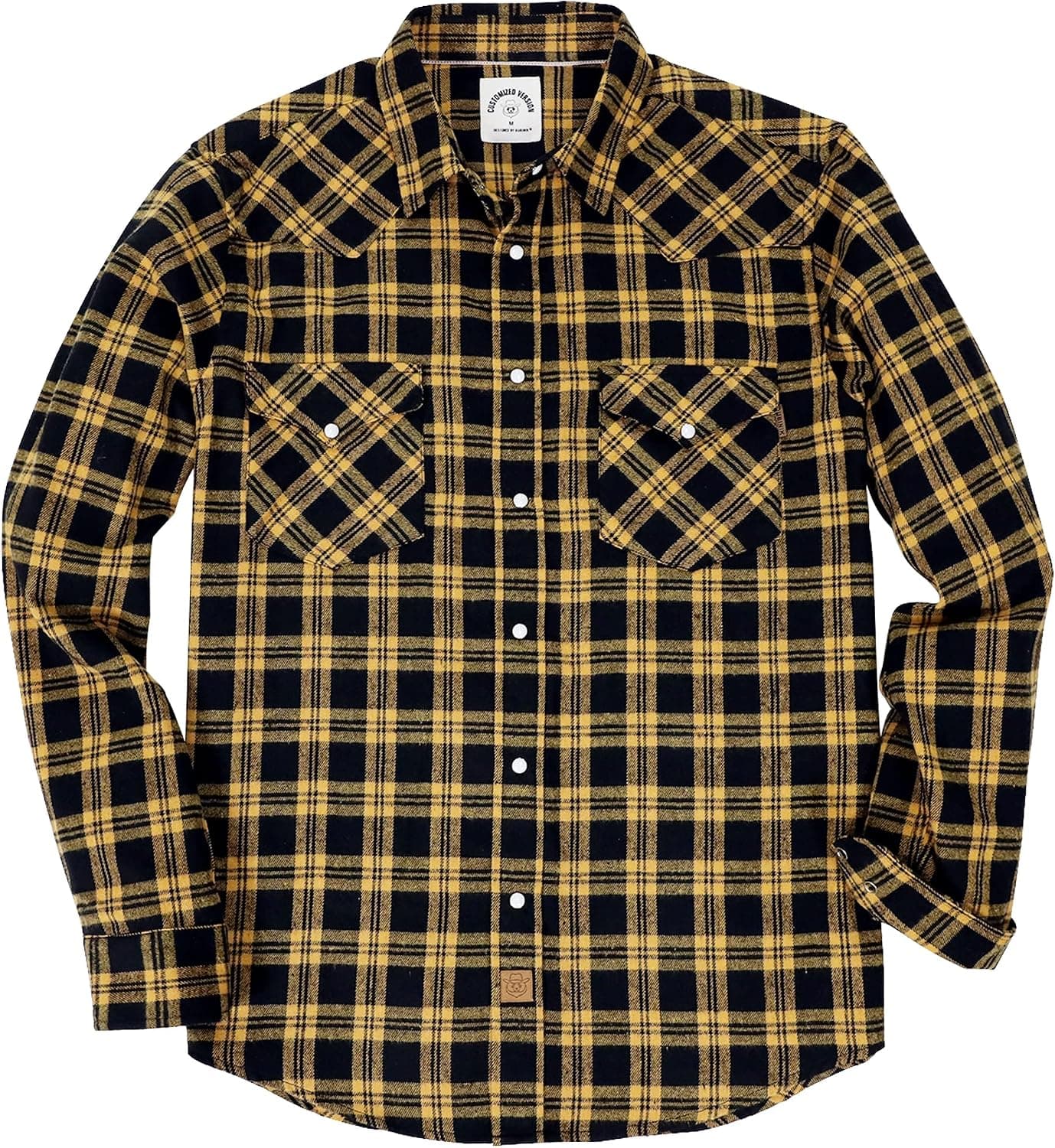 Dubinik® Flannel Shirt for Men Western Cowboy Pearl Snap Shirts for Men Long Sleeve Vintage Buttons Down Plaid Shirt