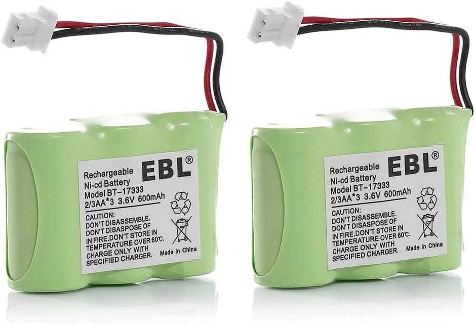 2 Pack EBL Replacement Cordless Phone Battery for Home Phone 89-1332-00-00, 89-1338-00, BT-17333, BT-27333, BT-17233,BT163345, BT263345, CS90174 12280731 23-956 43-3215 960-1436