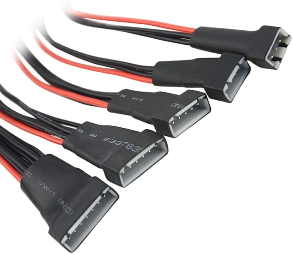 WMYCONGCONG 5 PCS JST-XH 2S 3S 4S 5S 6S Battery Balance Charger Extension Wire Cable for LiPo Battery Balance Charging200mm, 22AWG
