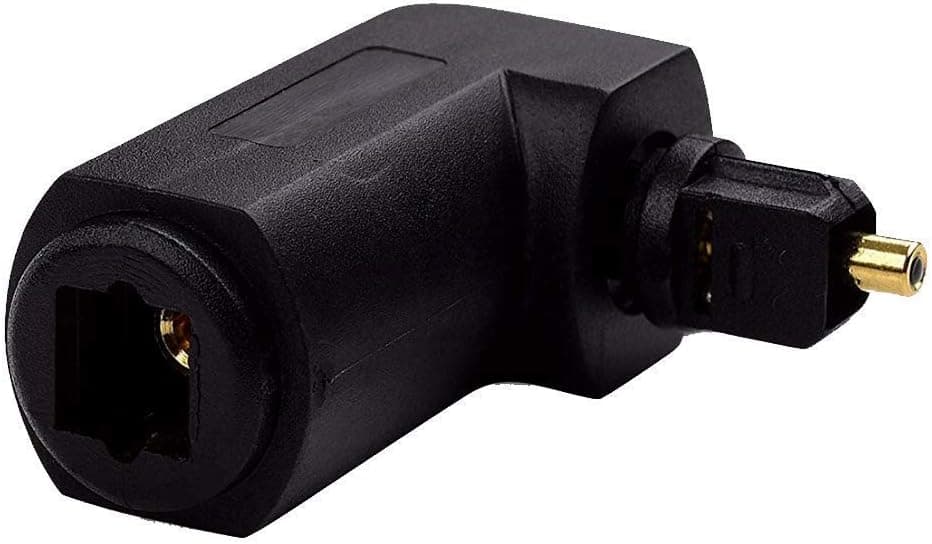 Poyiccot Toslink 90 Degree Digital Optical Audio Cable Adapter, Right Angle Toslink Adaptor 360 Degree Rotatable Digital Optical Audio Cable Adapter Converter