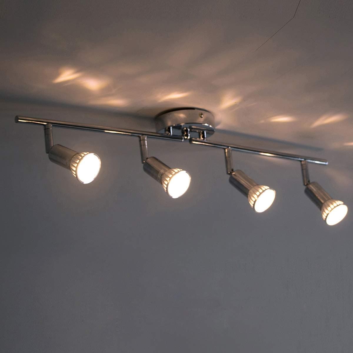 LED Track Lighting Modern Light Fixture Wall Accent Spotlight Adjustable Decorative Lighting GU10 4 Head Ceiling lamp for Indoor,Kitchen,Living Room,Art Picture (No Bulbs)